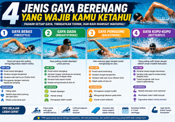 4 Jenis Gaya Berenang yang Wajib Kamu Ketahui