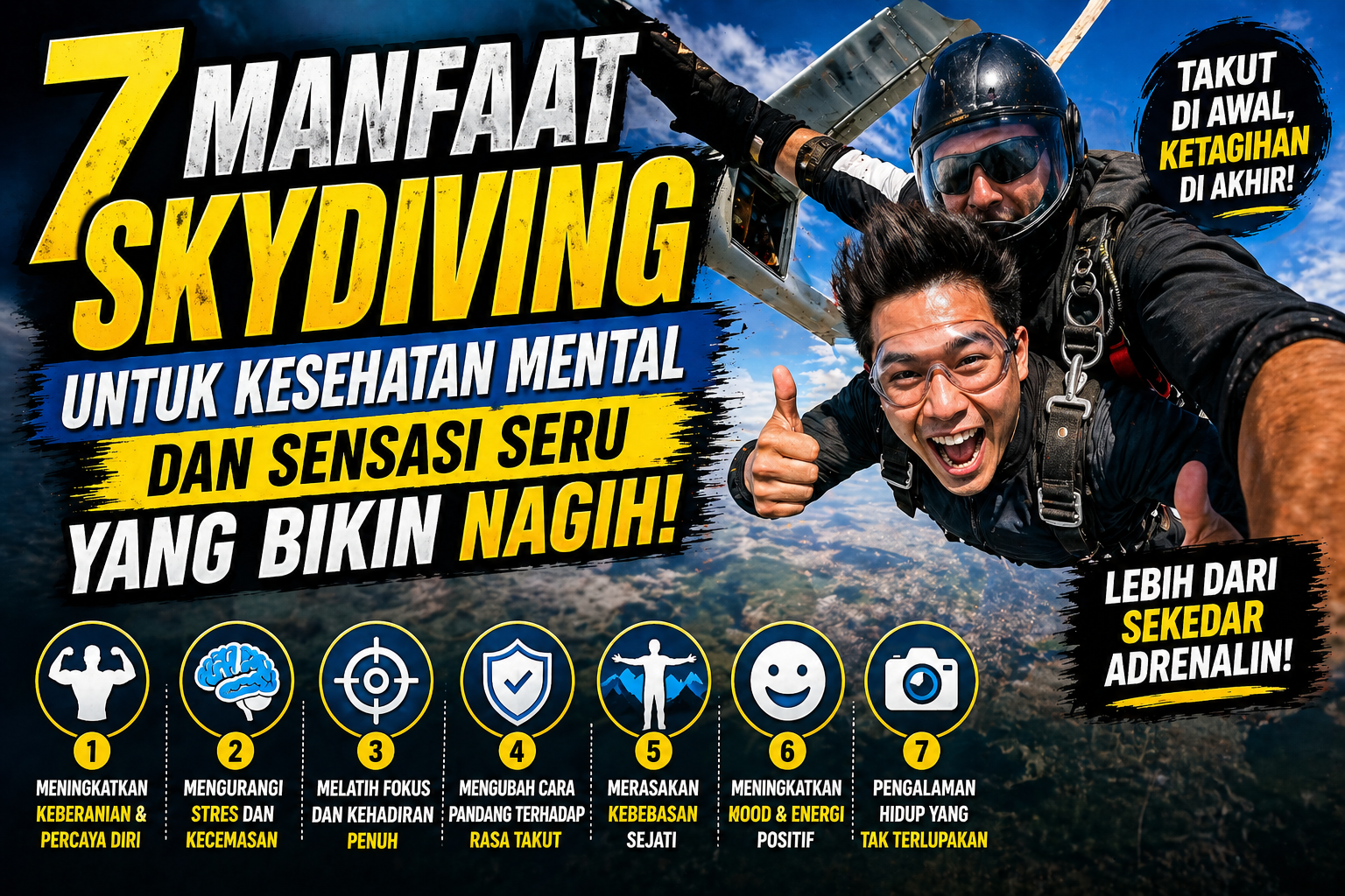 7 Manfaat Skydiving untuk Kesehatan Mental dan Sensasi Seru yang Bikin Nagih