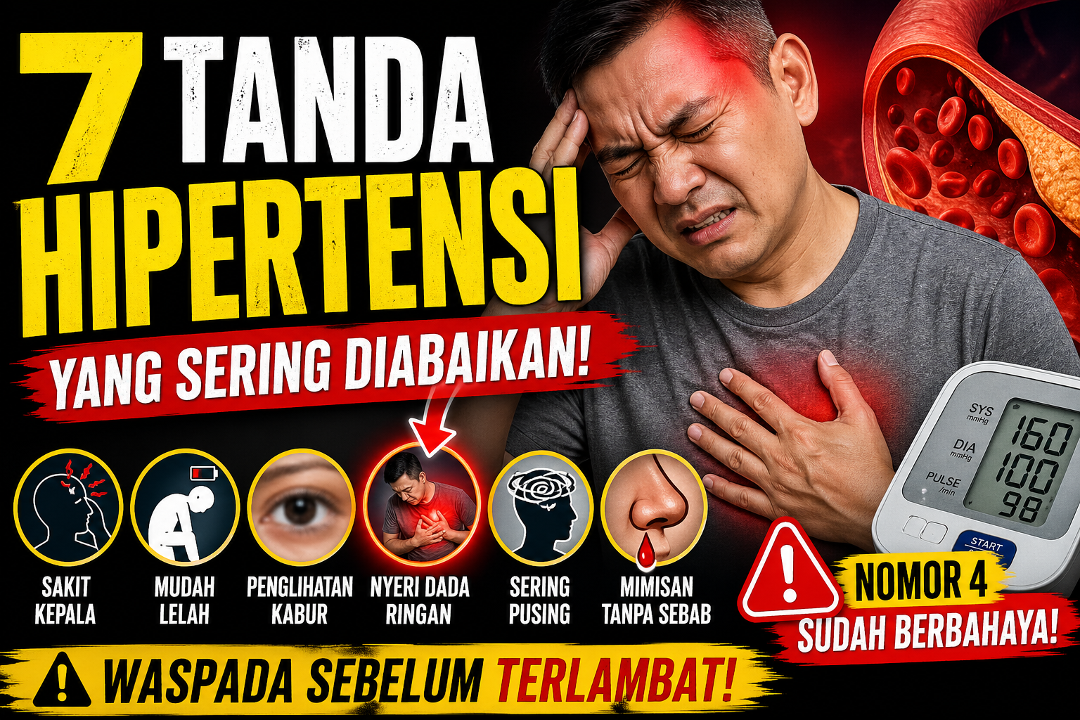 7 Tanda Darah Tinggi yang Sering Diabaikan, Nomor 4 Sudah Berbahaya!